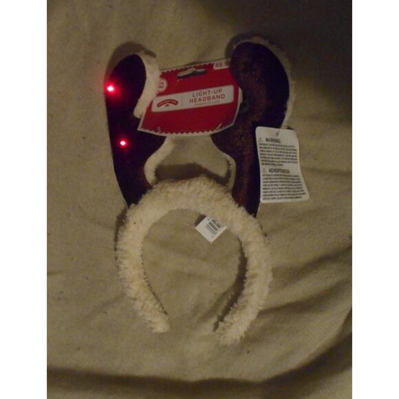 Christmas Light Up Brown Antler Headband Deer Adult Size Merry Brite - Picture 1 of 5